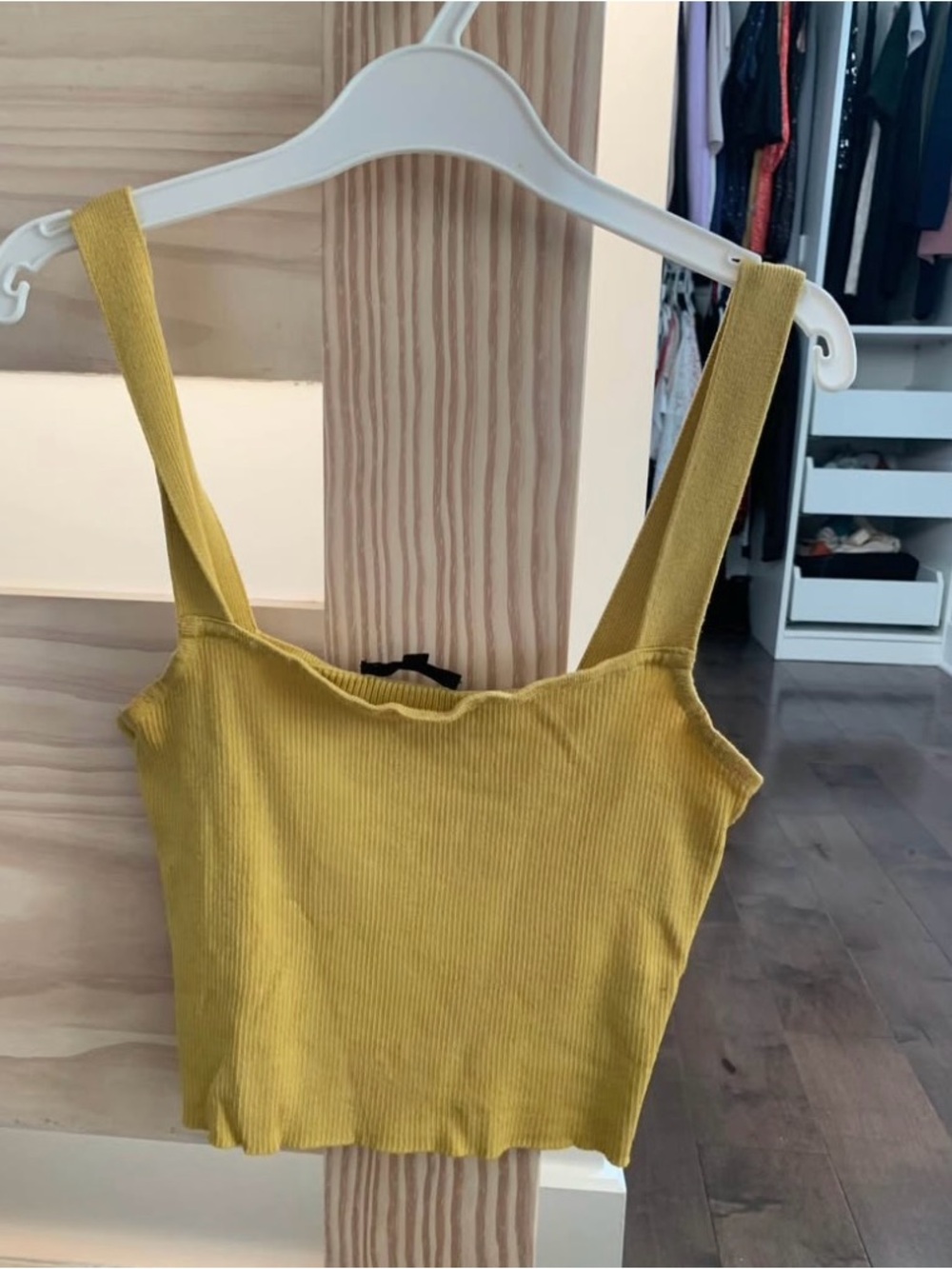 Dynamite Women's Mustard Ribbed Square-Neck Tank Top - medium